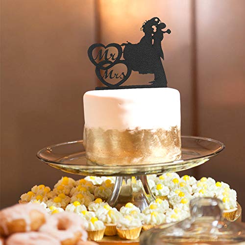 un brand Lvjkes Topper de la Torta de Boda, Cake Topper Personalizado, Sr. y Sra. Cake Topper, Divertido Adorno Acrílico para Tarta para Novios, Bodas, Aniversarios de San Valentín, Negro