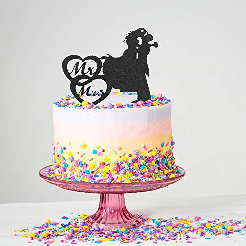 un brand Lvjkes Topper de la Torta de Boda, Cake Topper Personalizado, Sr. y Sra. Cake Topper, Divertido Adorno Acrílico para Tarta para Novios, Bodas, Aniversarios de San Valentín, Negro
