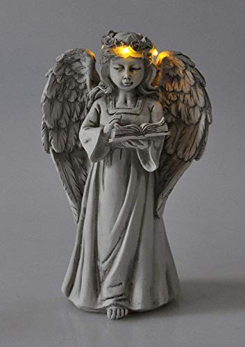 Unbekannt Solar Solar Decoración de Lápida Ángel de la Guarda de Dekoengel Figura de Ángel LED Tumba de Decoración