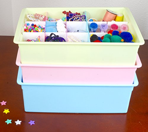 Uncluttered Designs Organizadores de Cajones Ajustables Plástico Duradero Apilable para Ropa Interior Manualidades Oficina Baño y Almacenamiento (Multicolori, 6 Piezas)