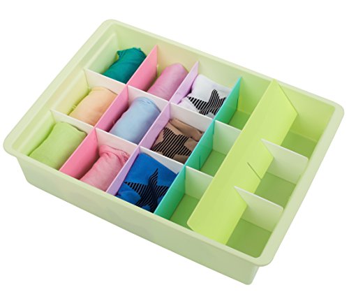Uncluttered Designs Organizadores de Cajones Ajustables Plástico Duradero Apilable para Ropa Interior Manualidades Oficina Baño y Almacenamiento (Multicolori, 6 Piezas)