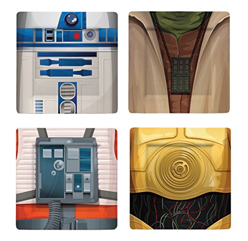 Underground Toys Platos Jedi + Droides SW, Melamina, Multicolor, 21x3x21 cm, 4 Unidades