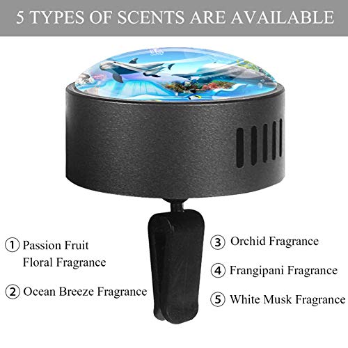 Underwater World - Difusor de aceites esenciales para coche, aroma a medusas y delfín, aroma de goma EVA, difusor de aceites esenciales, fruta de la pasión floral