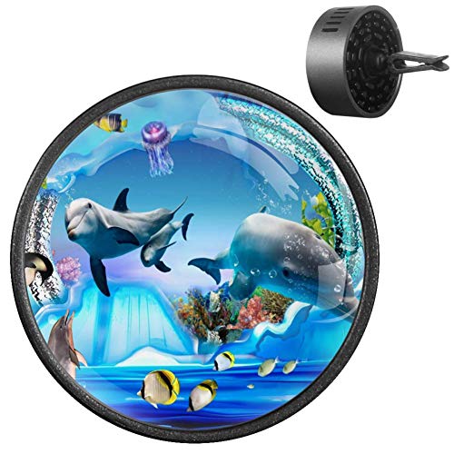 Underwater World - Difusor de aceites esenciales para coche, aroma a medusas y delfín, aroma de goma EVA, difusor de aceites esenciales, fruta de la pasión floral