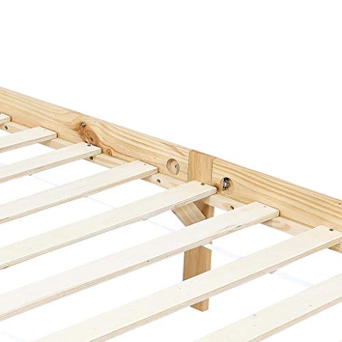 UnfadeMemory Marco de Cama de Madera para con Dosel,con Listones,Muebles de Hogar,Madera Maciza de Pino (180x200cm, Natural)