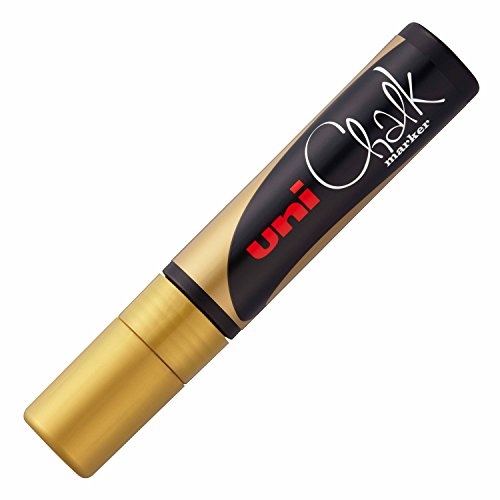 Uni-Ball-Rotulador de Tiza Uni Chalk con Punta biselada Ancha, Color Dorado, (Mitsubishi 186610)