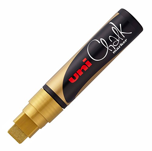 Uni-Ball-Rotulador de Tiza Uni Chalk con Punta biselada Ancha, Color Dorado, (Mitsubishi 186610)