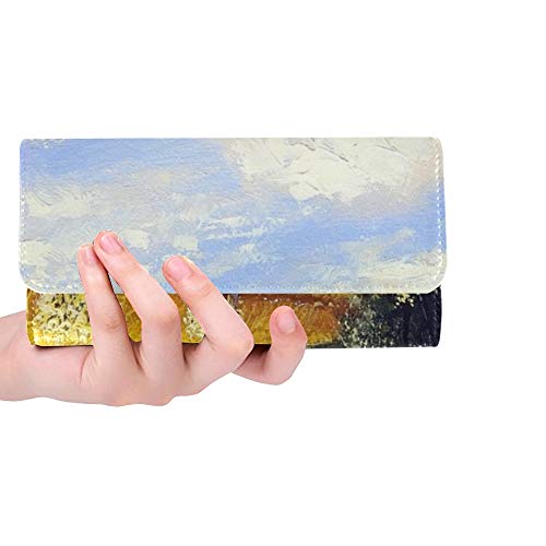Único Personalizado Hermoso Paisaje Molino Campo de Trigo Pueblo Mujeres Trifold Monedero Monedero Largo Titular de la Tarjeta de Crédito Caso Bolso