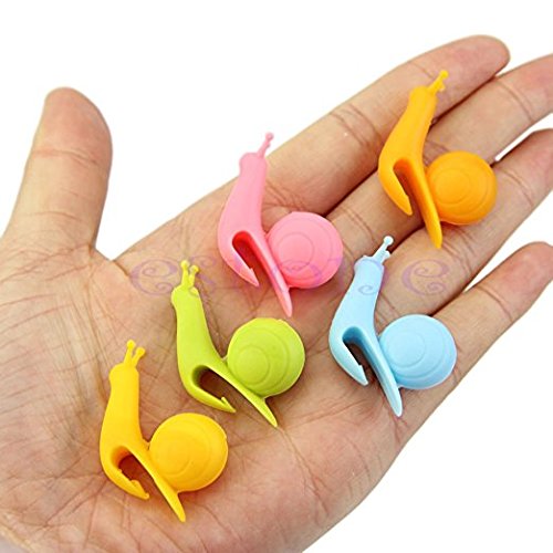 Unicoco 5 Piezas Clip de La Copa Silicona Mini Pinza de Vaso Fijar Bolsitas de Té