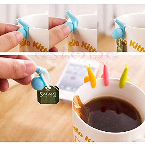Unicoco 5 Piezas Clip de La Copa Silicona Mini Pinza de Vaso Fijar Bolsitas de Té