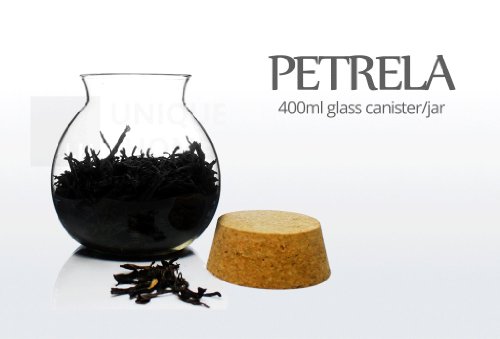 Unihom – Petrela 400 ml tarro de cristal para té, café y azúcar, diseño de gallinas con tapa de corcho – Cocina Almacenamiento de alimentos, 2 Jars