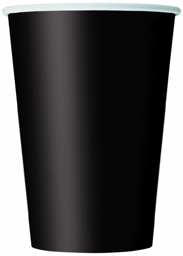 Unique Party-32020 Paquete de 10 vasos de papel, color negro, 354 ml (32020)