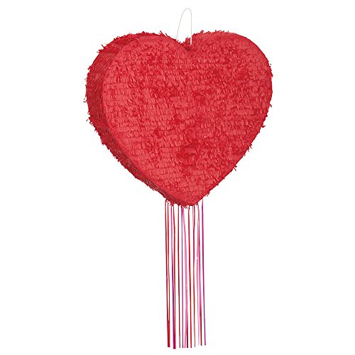 Unique Party 65998 Piñata corazón para tirar, papel, rojo