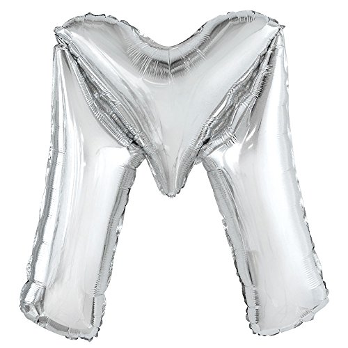 Unique Party- Globo gigante letra M, Color silver, 86 cm (57520)
