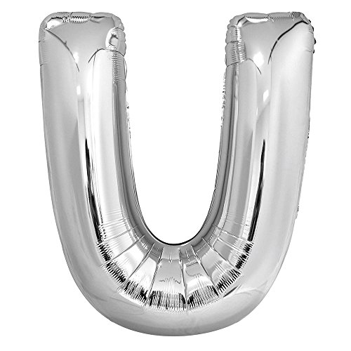 Unique Party- Globo gigante letra U, Color silver, 86 cm (57528)