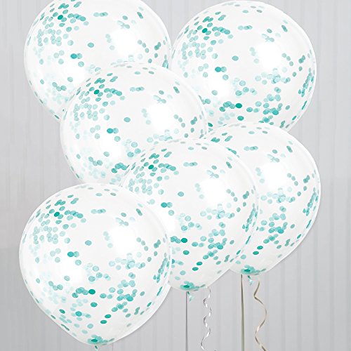 Unique Party- Globos confeti, Color azul cerceta (58108)