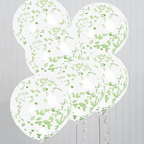Unique Party- Globos confeti, Color verde lima (58119)