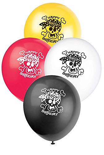 Unique Party- Globos de Látex Fiesta Pirata, 8 Unidades (40505)