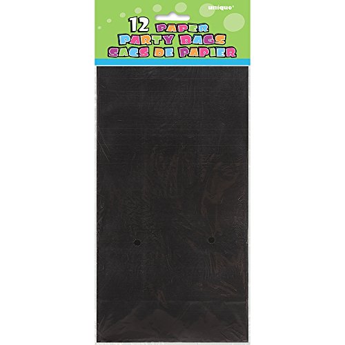 Unique Party-Paquete de 12 bolsas de regalo de papel, color negro, (59012)