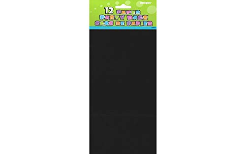 Unique Party-Paquete de 12 bolsas de regalo de papel, color negro, (59012)