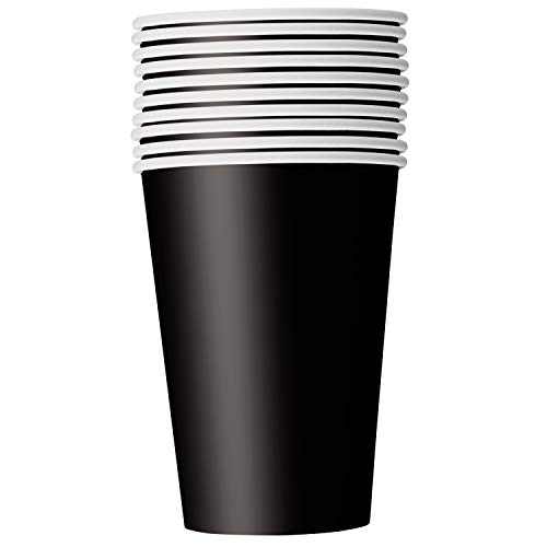 Unique Party- Paquete de 14 vasos de papel, Color negro, 266 ml (32046)