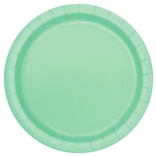 Unique Party- Paquete de 16 platos de papel, Color verde menta, 23 cm (99225)