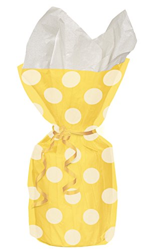 Unique Party-Paquete de 20 bolsas de regalo de celofán a lunares, color amarillo, (62063)
