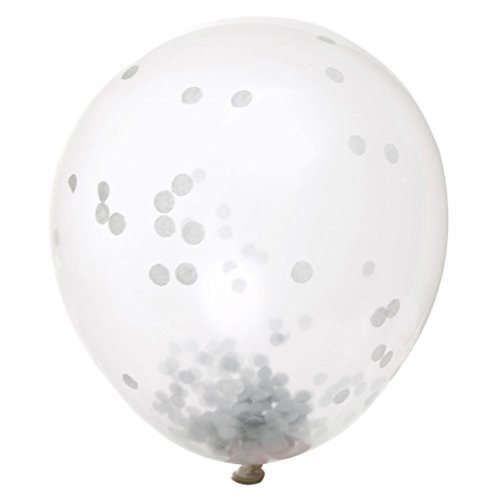 Unique Party- Paquete de 6 globos confetti, Color plata, 30 cm (58112)