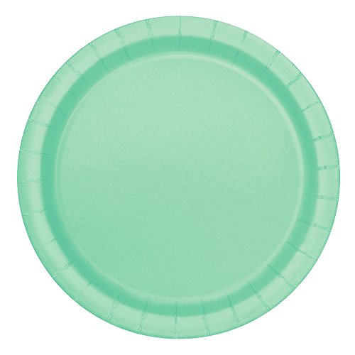 Unique Party - Platos de Papel - 17.1 cm - Verde Menta - Paquete de 20 (99224)