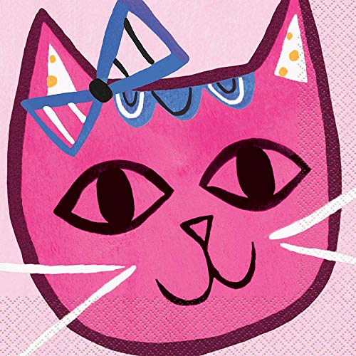 Unique Party - Servilletas de Papel - Diseño de Fiesta de Gato Rosa - Paquete de 16 (73242)