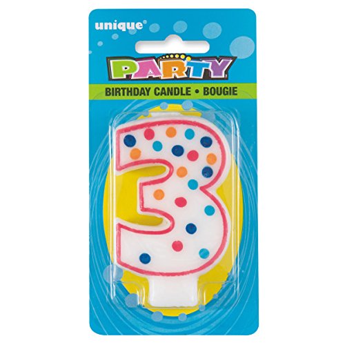Unique Party - Vela de Cumpleaños Número 3 de Lunares (37303)