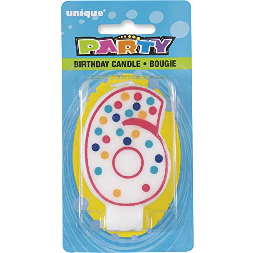 Unique Party - Vela de Cumpleaños Número 6 de Lunares (37306)