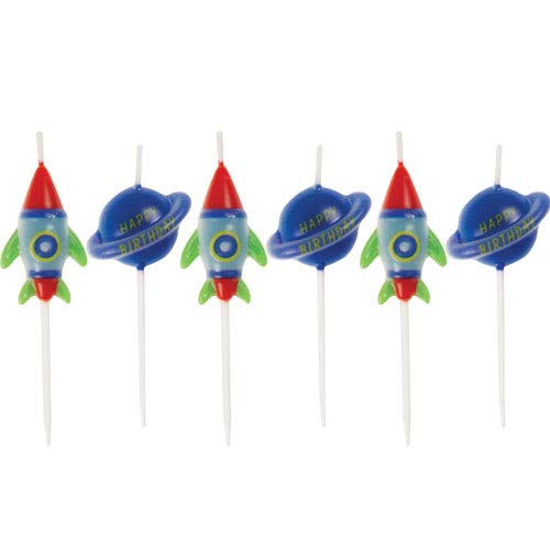 Unique Party - Velas de Cumpleaños - Diseño de Fiesta en el Espacio Exterior - Conjunto de 6 (73270)