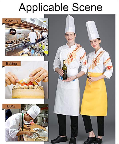 Unisex Chaqueta De Chef De Manga Larga para Hombres Y Mujeres,Algodón Chef Smocks para Restaurante Bistro,Patrón De Dragón Chef Coat Delantales,Cocina Delantal De Cocina Blanco S