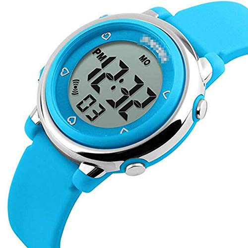 Unisex Reloj de los Deportes al Aire Libre del Reloj de Moda de Estilo Digital Multifuncional Reloj analógico Aprendizaje Reloj Resistente al Agua de azúcar de Color,Azul