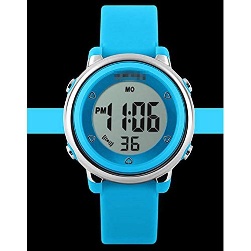 Unisex Reloj de los Deportes al Aire Libre del Reloj de Moda de Estilo Digital Multifuncional Reloj analógico Aprendizaje Reloj Resistente al Agua de azúcar de Color,Azul