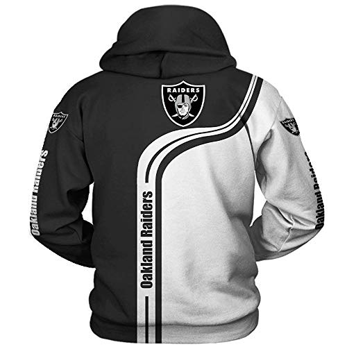 Unisex Suéter - Casual NFL Oakland Raiders Chaquetas 3D Pullover Jersey De Béisbol De Cremallera con Capucha Escudo De Manga Larga Otoño-Invierno - Los Adolescentes Regalo Pullover-S