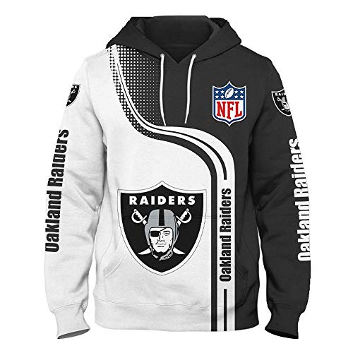 Unisex Suéter - Casual NFL Oakland Raiders Chaquetas 3D Pullover Jersey De Béisbol De Cremallera con Capucha Escudo De Manga Larga Otoño-Invierno - Los Adolescentes Regalo Pullover-S