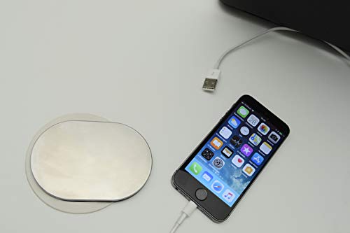 Unitec Schuko + USB Enchufe para Mesa Empotrado, Tapa de Acero