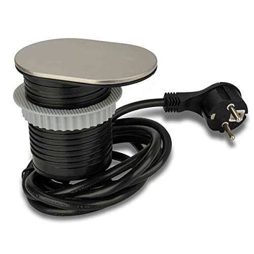 Unitec Schuko + USB Enchufe para Mesa Empotrado, Tapa de Acero