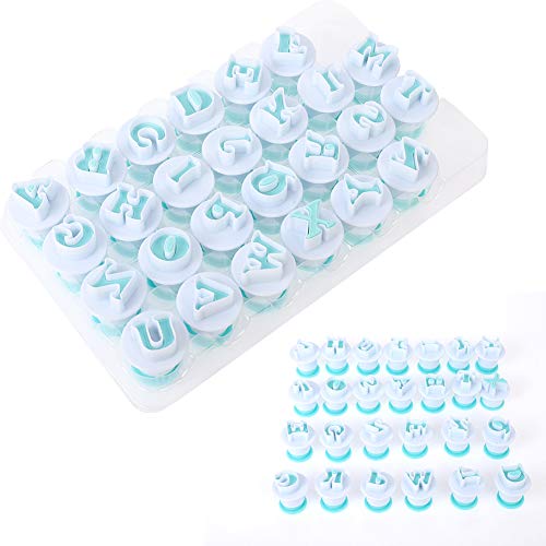 upain - Moldes para decoración de tartas con letras del alfabeto, 26 unidades, mini fondant, decoración de pasteles