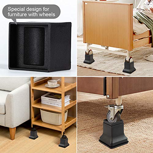 Uping Elevador de Muebles Alza de Mueble Elevadores para Camas Mesas o Mobiliario, Aumente Altura en 5cm 10cm o 15cm (Negro)