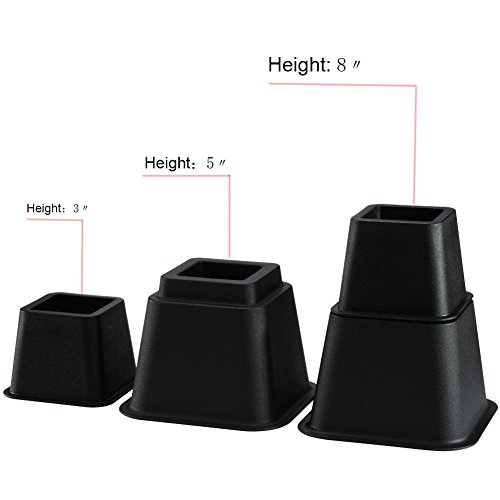 Uping Elevador de Muebles, Elevadores Ajustables para Camas, Mesas o Mobiliario, Agregue Altura de 7,5CM 15CM o 20,5CM (8 pack, negro)