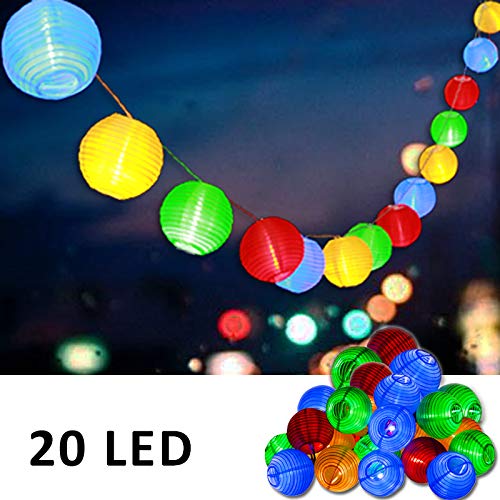 Uping Guirnalda Luminosa LED, 20 Farolillos 3.6 m, Funciona Con Pilas, Decoración Exterior y Interior para Fiesta/Boda/Ceremonia/Jardín/Casa(Multicolor)