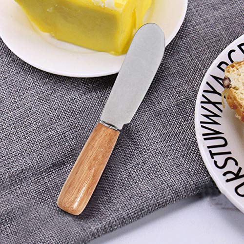 UPKOCH 12Pcs Cuchillo de Mantequilla Espátula para Untar Mantequilla de Acero Inoxidable con Mango de Madera para Queso Crema Sándwich