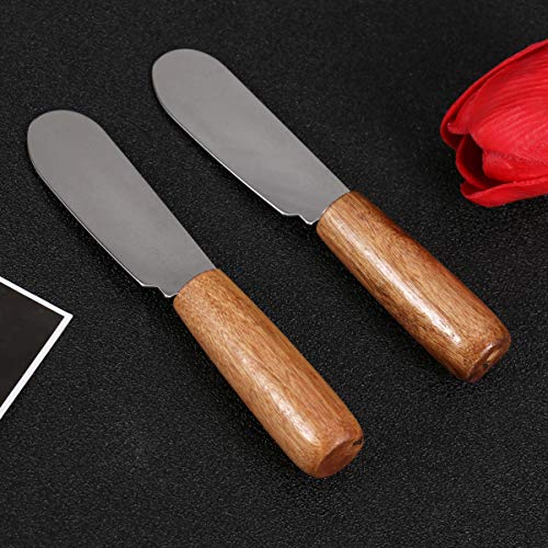 UPKOCH 12Pcs Cuchillo de Mantequilla Espátula para Untar Mantequilla de Acero Inoxidable con Mango de Madera para Queso Crema Sándwich