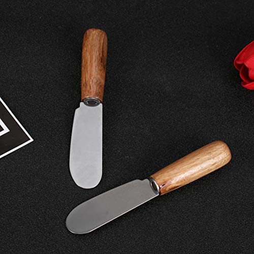 UPKOCH 12Pcs Cuchillo de Mantequilla Espátula para Untar Mantequilla de Acero Inoxidable con Mango de Madera para Queso Crema Sándwich