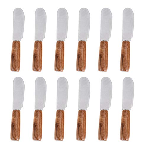 UPKOCH 12Pcs Cuchillo de Mantequilla Espátula para Untar Mantequilla de Acero Inoxidable con Mango de Madera para Queso Crema Sándwich