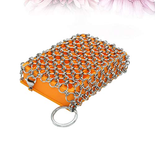 UPKOCH Depurador de malla de acero inoxidable para limpieza de hierro fundido con inserto de silicona para sartén de hierro fundido