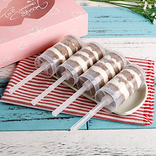 UPKOCH Push up Cake Pop Shooter recipientes de plástico para Pasteles Clear Push Pops con Tapas Base Palos Forma Redonda para Tienda de Cocina 20pcs
